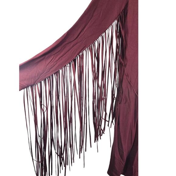 Hot and Delicious Fringe trimmed tassle midi fitted red dress size large - Picture 5 of 9